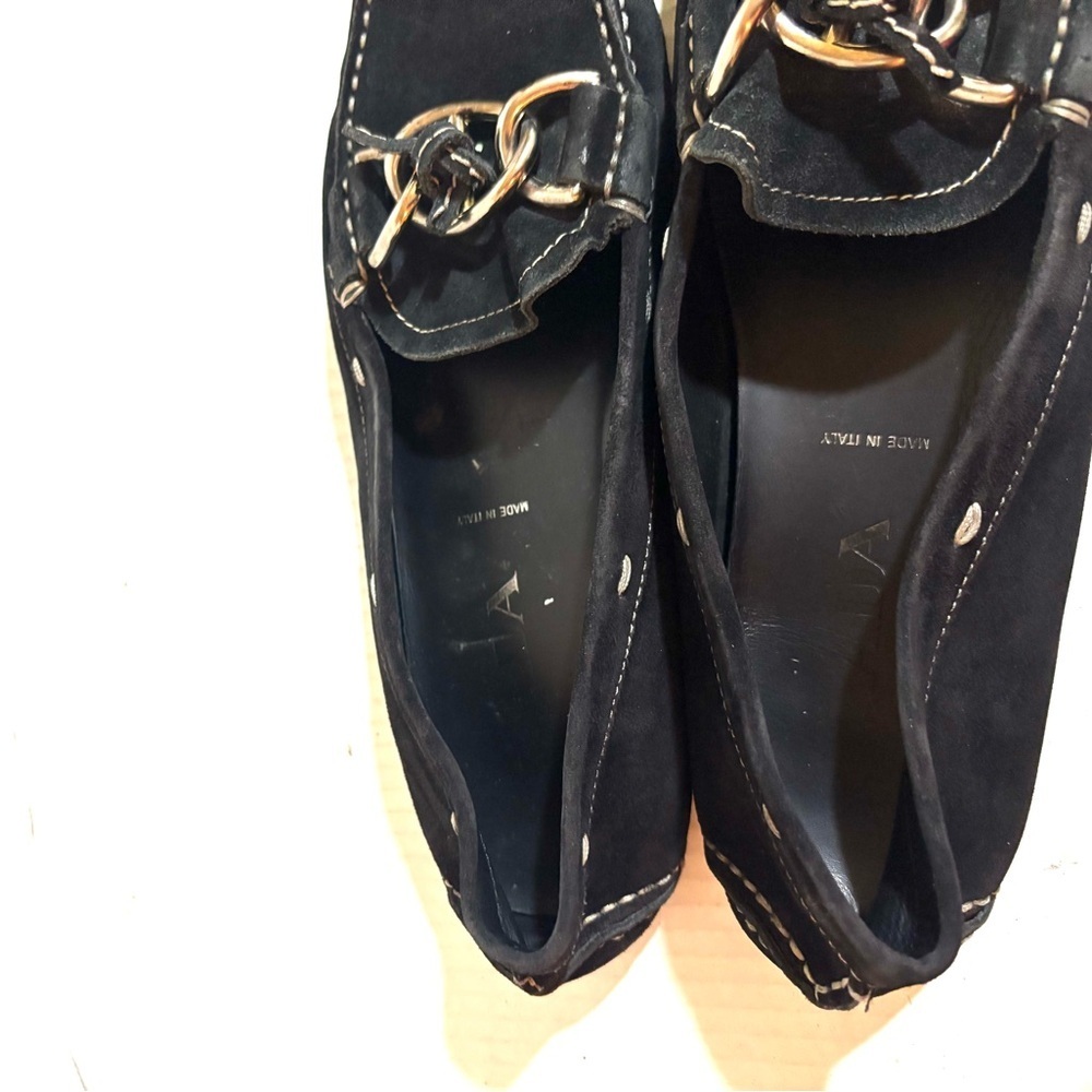 Prada vintage Black Suede Loafers with Silver Chain Accent size 40 - Picture 5 of 8